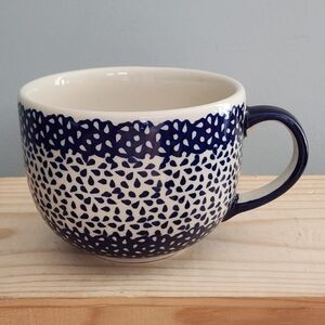 Handmade in Poland Ceramic Blue Speckled Pottery Glazed Mug NWOT